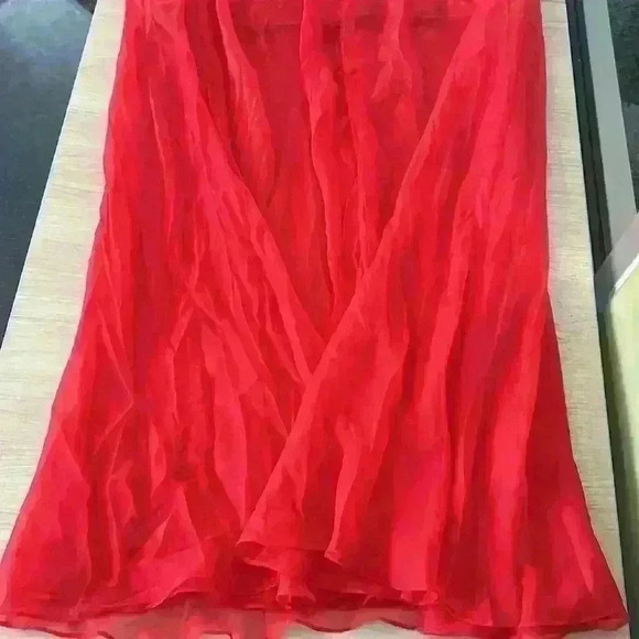 Red and Cream Floral Lace Halter Neck Evening Gown Prom Dress - Picture 11 of 17